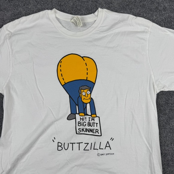 Comfort Colors Other - Comfort Colors T-Shirt Mens XL White Buttzilla Big Butt Skinner Simpsons Graphic